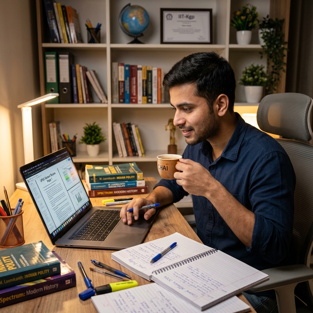 Indian Student Preparing on Laptop